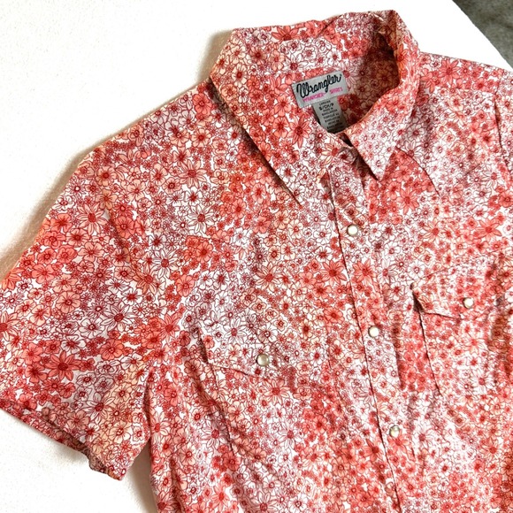 Wrangler Tops - Wrangler Wrancher Shirt Cotton Floral Pearl Snap Western Short Sleeve Women S